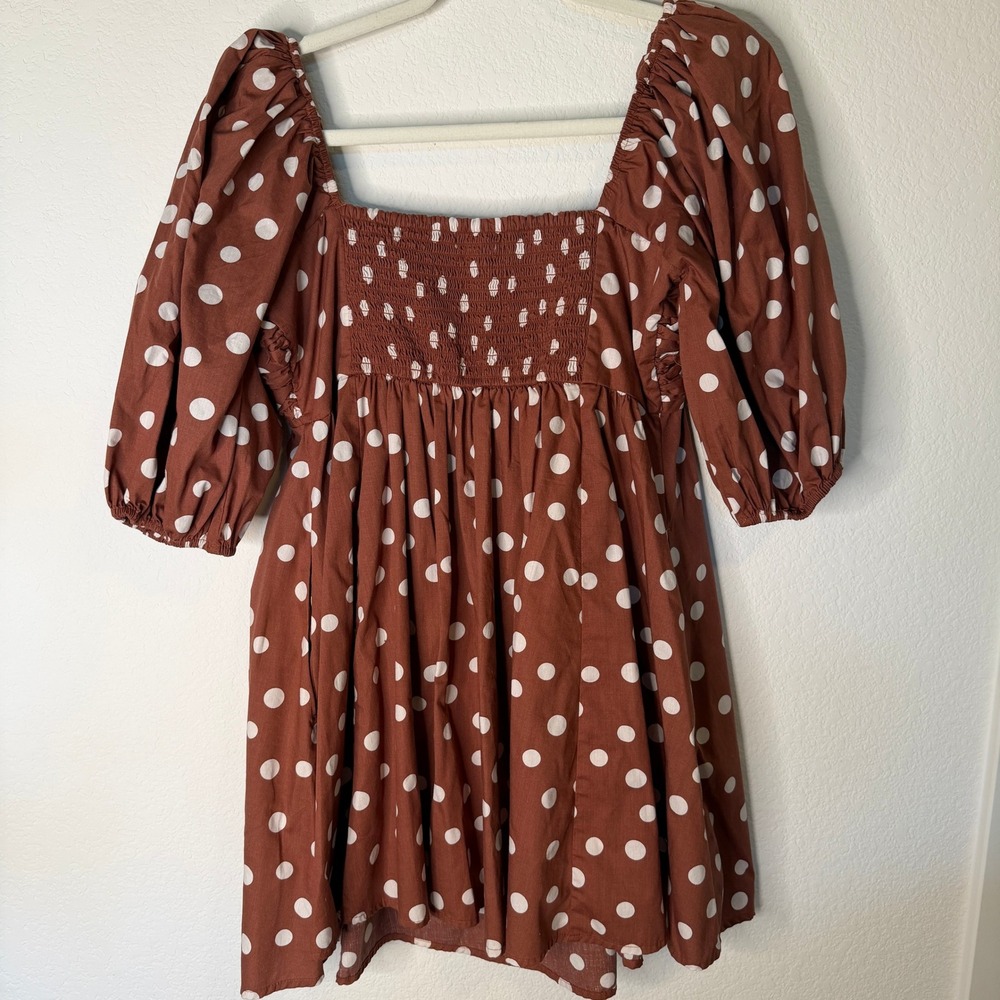 Abercrombie Emerson Brown Polka Dot Mini Dress - Picture 5 of 8